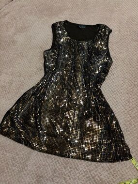Carole Little Black and Gold Sequin Skater Skirt